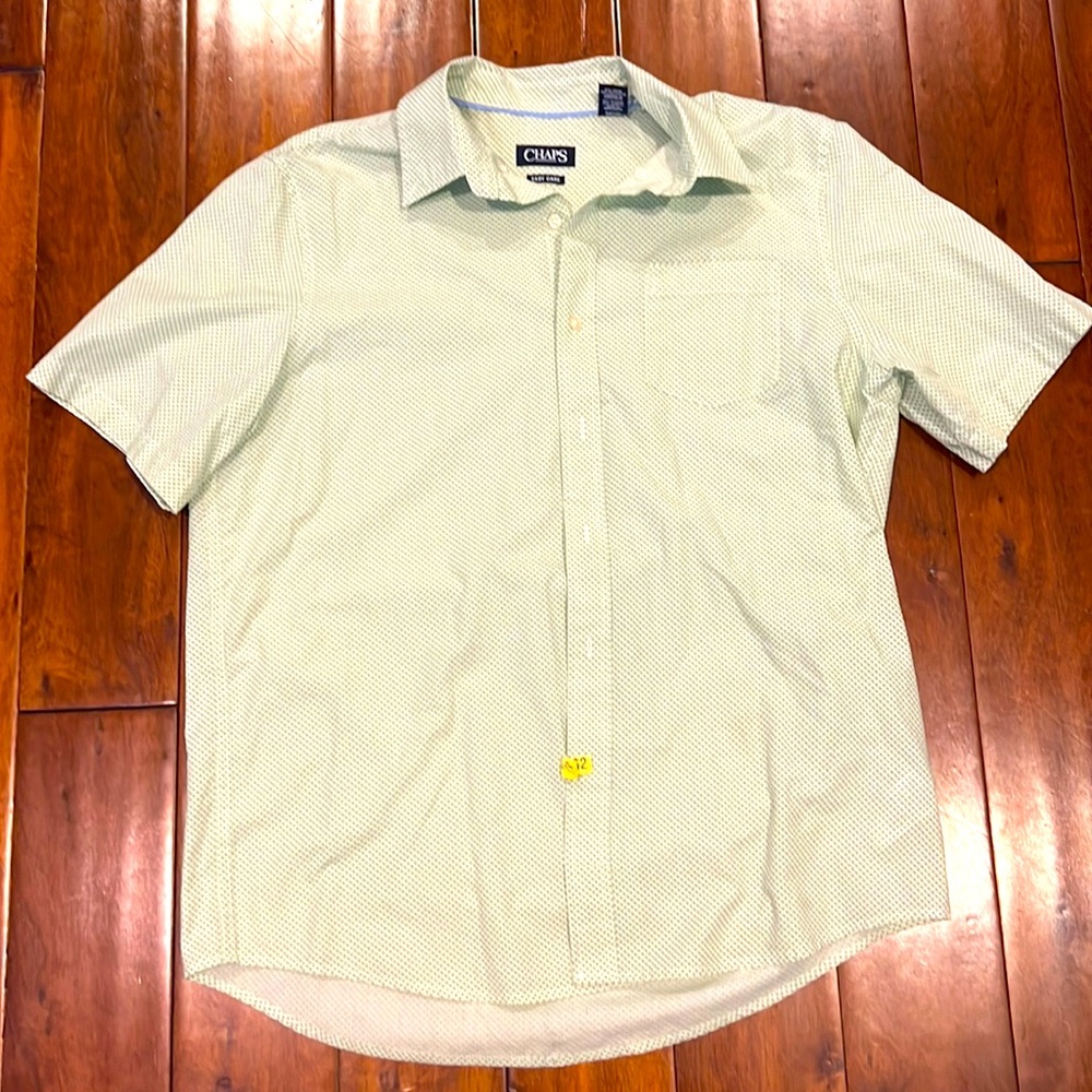 Chaps cotton/poly easy care cotton/poly short sleeve mint green/green print
